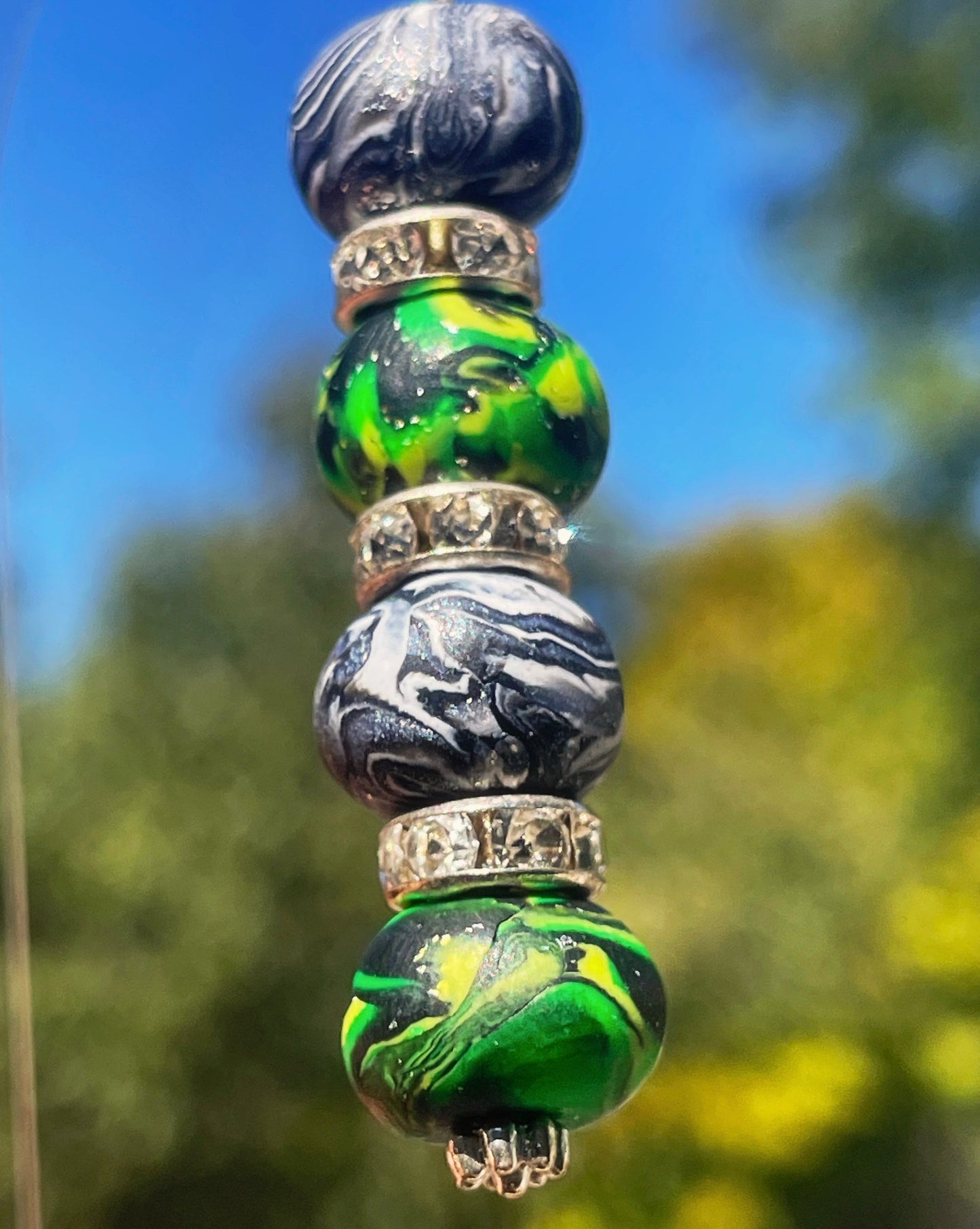 GlimmerSphere Drop Earrings - Green & Black · Everyday