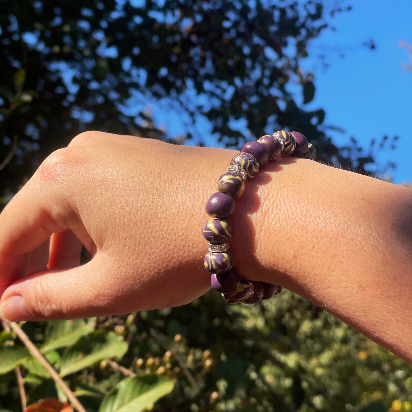 Purple & Yellow GlimmerSphere Bracelet