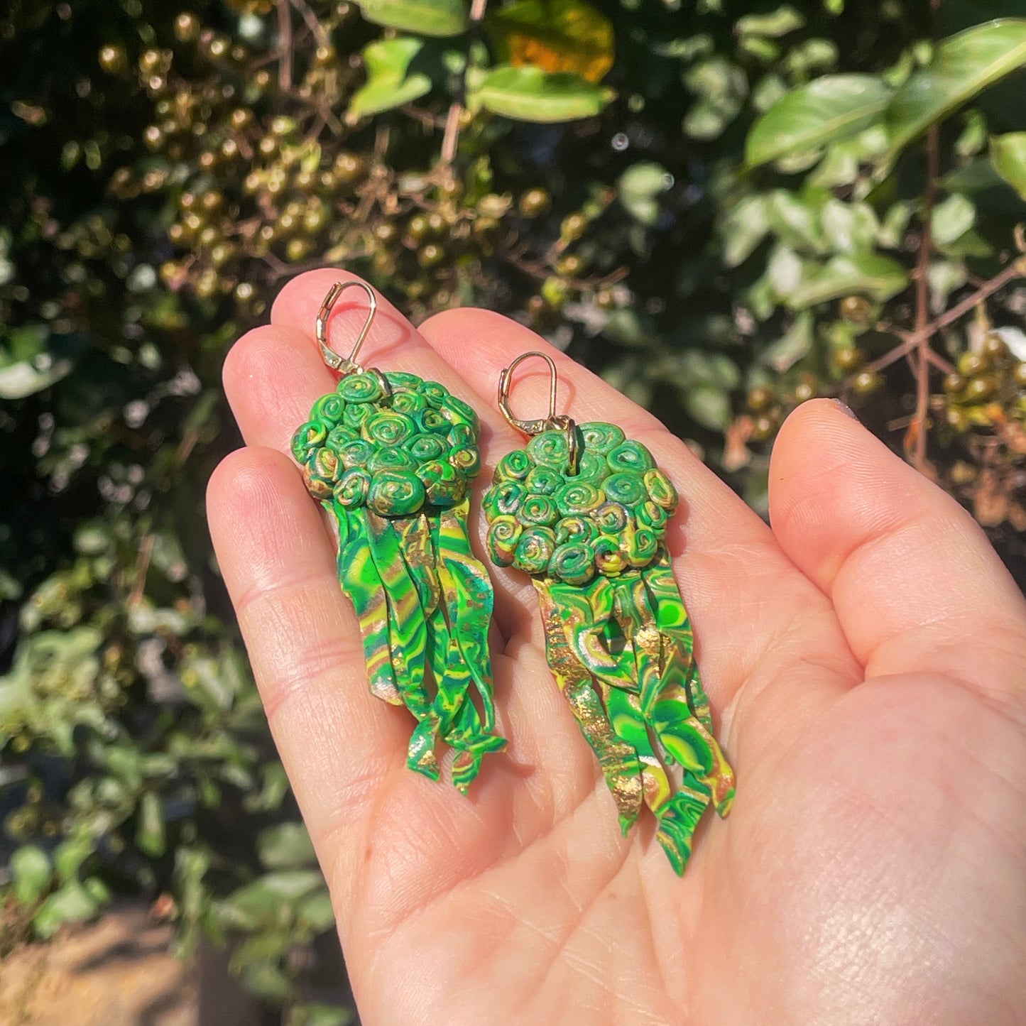 Green Coy Fish Earrings